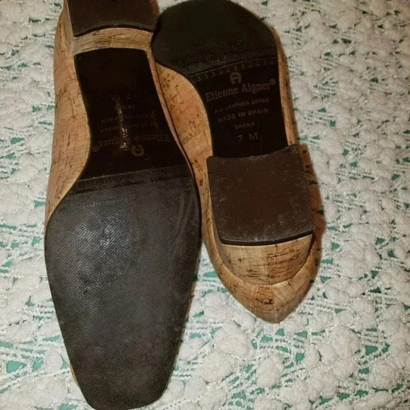 Vintage 90’s Etienne Aigner 7 cork‎ square toe heels - Picture 7 of 8
